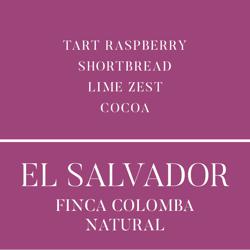 El Salvador Finca Colomba Natural Process coffee beans.