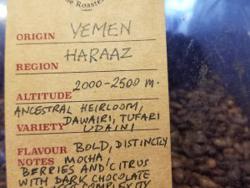 Yemen Haraaz coffee beans.