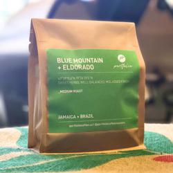 Blue Mountain + Eldorado Jamaican Brazilian coffee blend coffee beans.