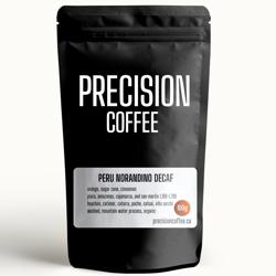 Peru Norandino Decaf coffee beans.