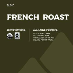Organic French Roast coffee beans.