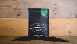 Sask Blend Dark Roast Ground coffee beans.