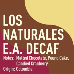 Colombia Los Naturales EA Decaf coffee beans.