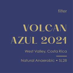 Costa Rica Volcán Azul 2021 Vintage, Anaerobic SL28 coffee beans.