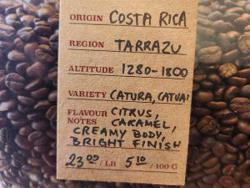 Costa Rica Tarrazu coffee beans